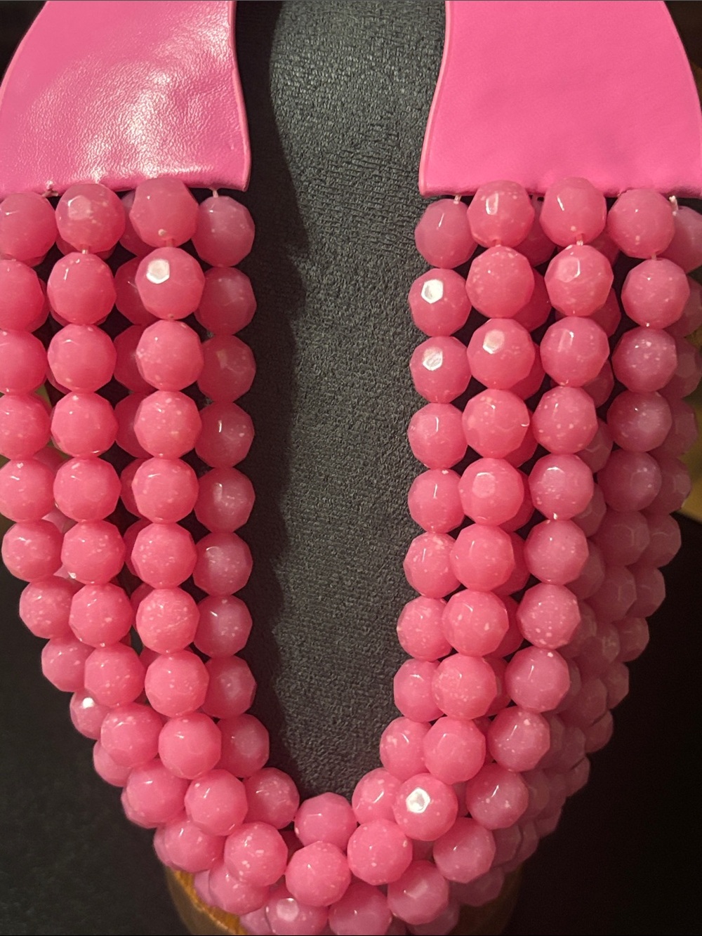 Multi Strand Pink Faceted Beaded Statement Necklace - Brand Unspecified
